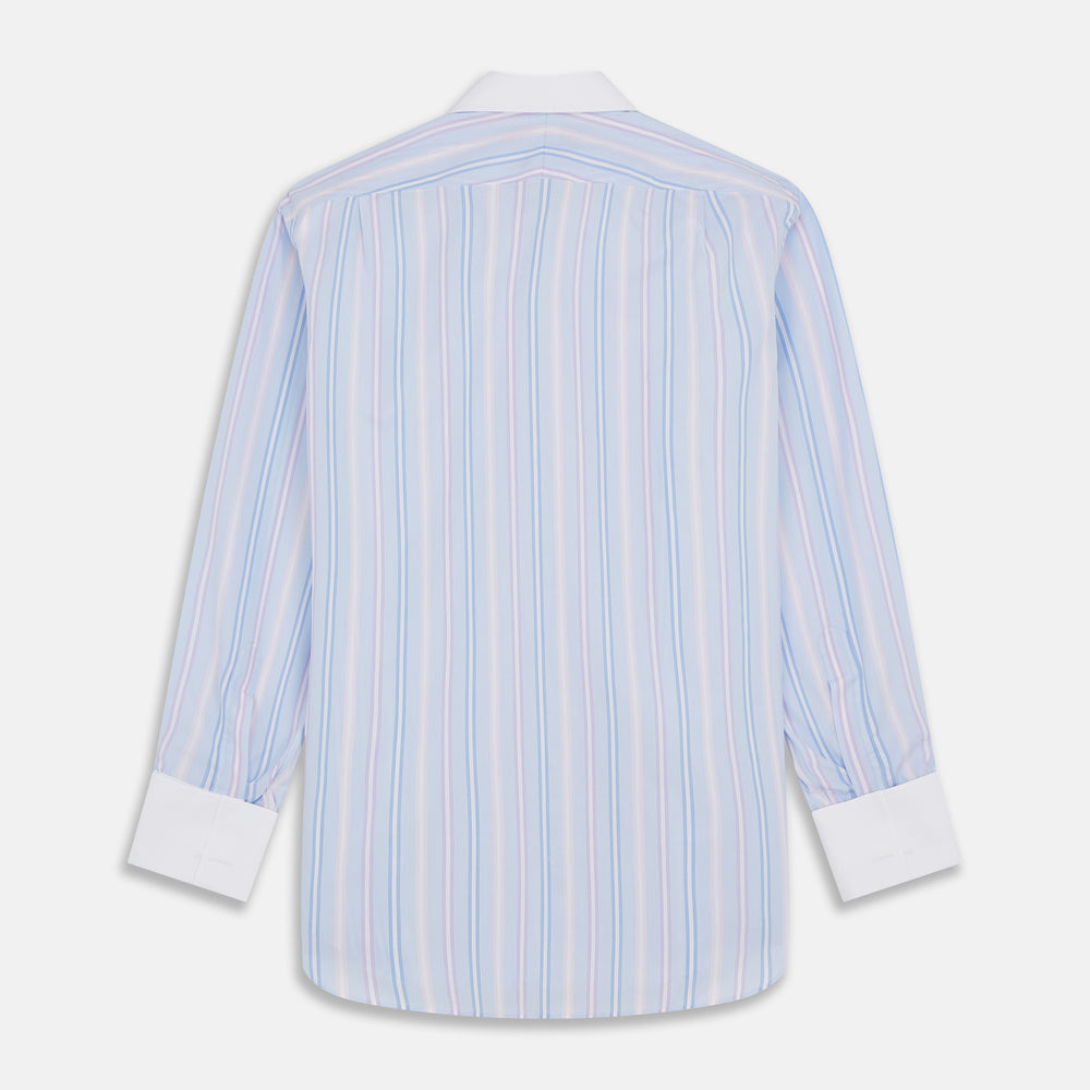 Light Blue Multi Stripe Cotton Regular Fit Penrose Shirt