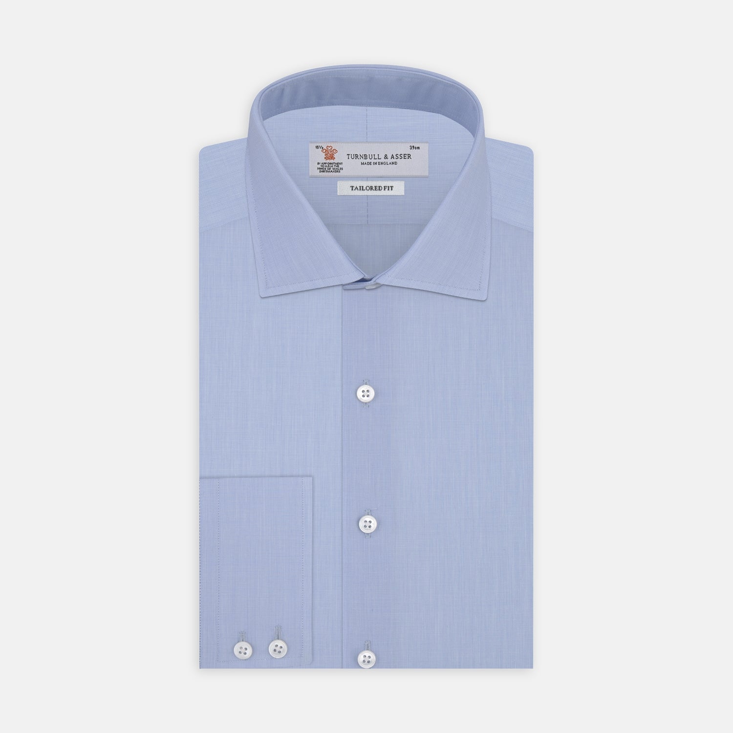 View 1 of product Tailored Fit Light Blue End-on-End Shirt With Kent Collar and 2-Button Cuffs