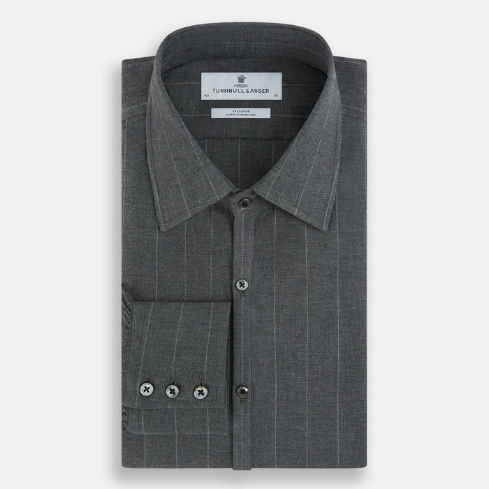 Charcoal Melange Wide Stripe Westminster Shirt Image 4