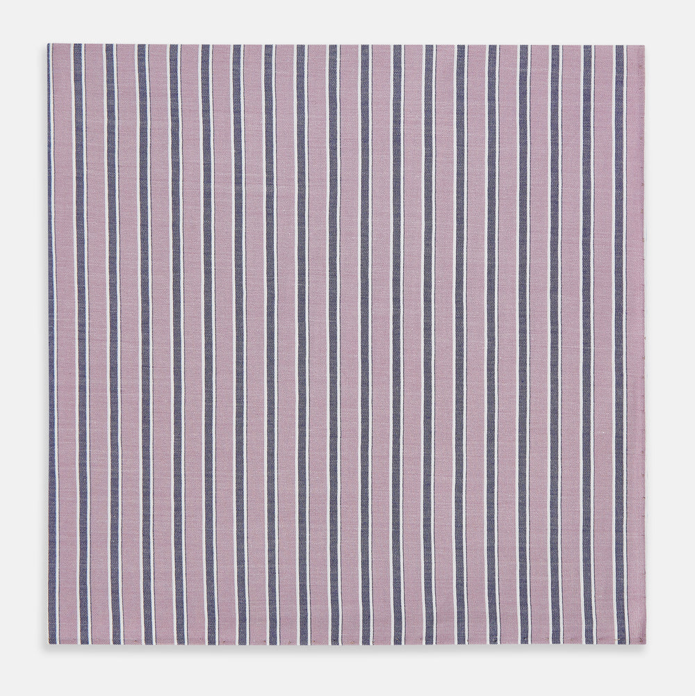 Antique Pink Ticking Stripe Hand-Rolled Handkerchief