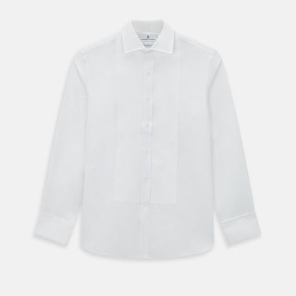 Tailored Fit White Marcella Front Shirt with Kent Collar and Double Cuffs