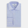 View 5 of product BLUE HERRINGBONE TAILORED FIT SHIRT WITH KENT COLLAR