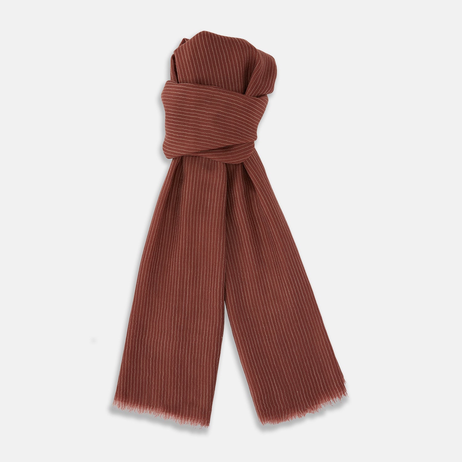 View 1 of product Burgundy and White Striped Cashmere Scarf