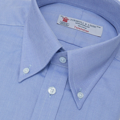 Blue Royal Oxford Cotton Shirt with Button-Down Collar and 3-Button Cuffs Image 1