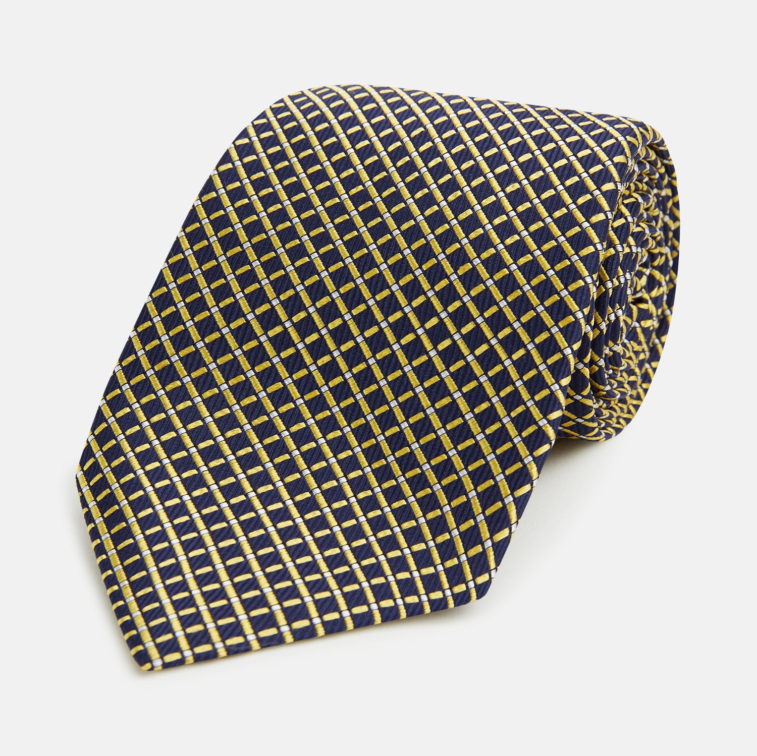 View 1 of product Yellow and Navy Diamond Silk Tie