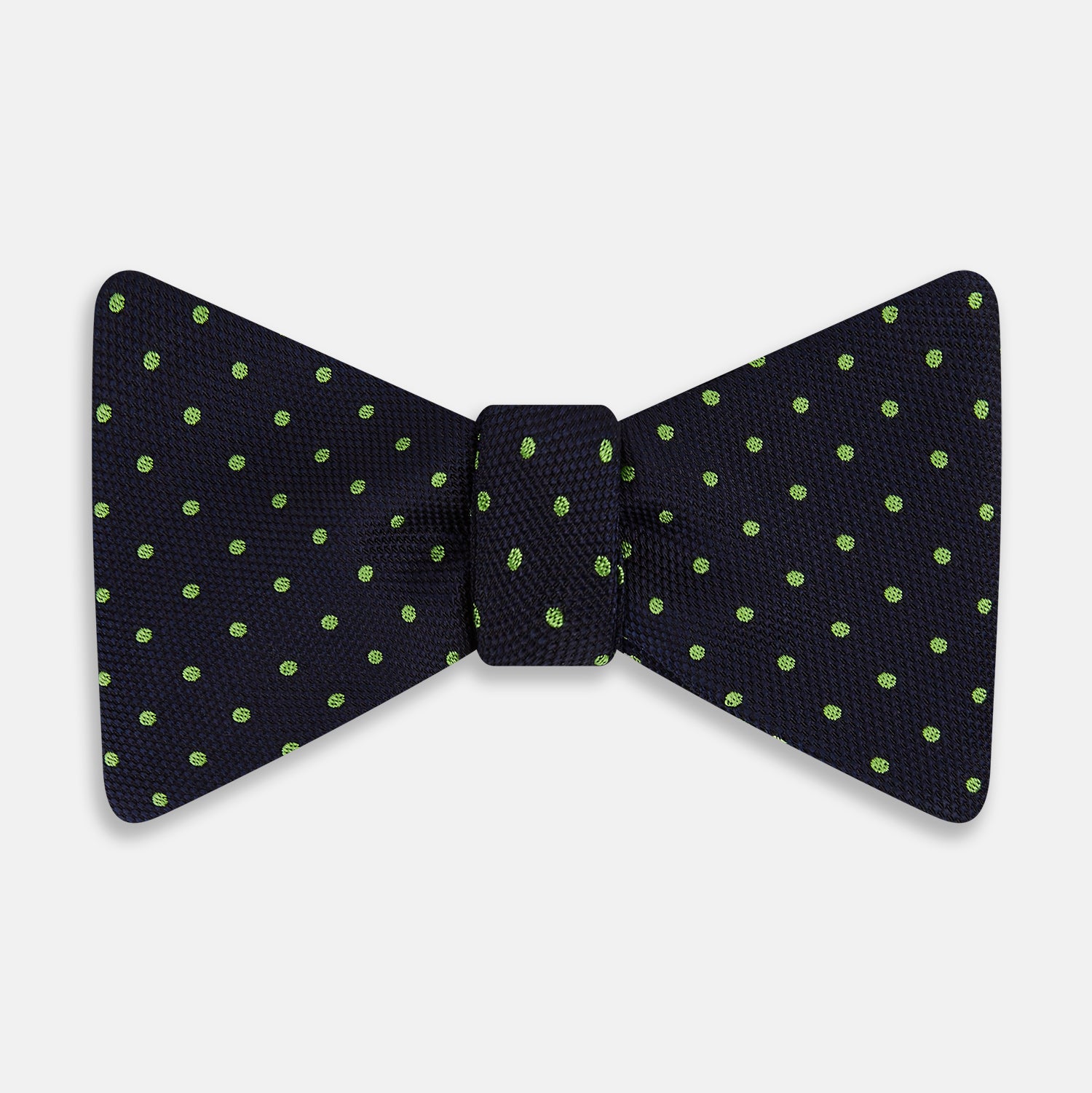 View 1 of product Lime Green and Navy Micro Dot Silk Bow Tie