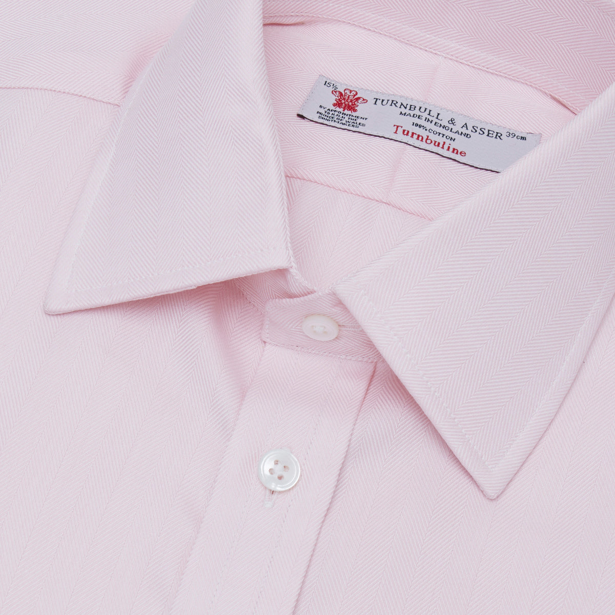 View 5 of product Pink Herringbone Superfine Cotton Shirt with T&A Collar and 3-Button Cuffs