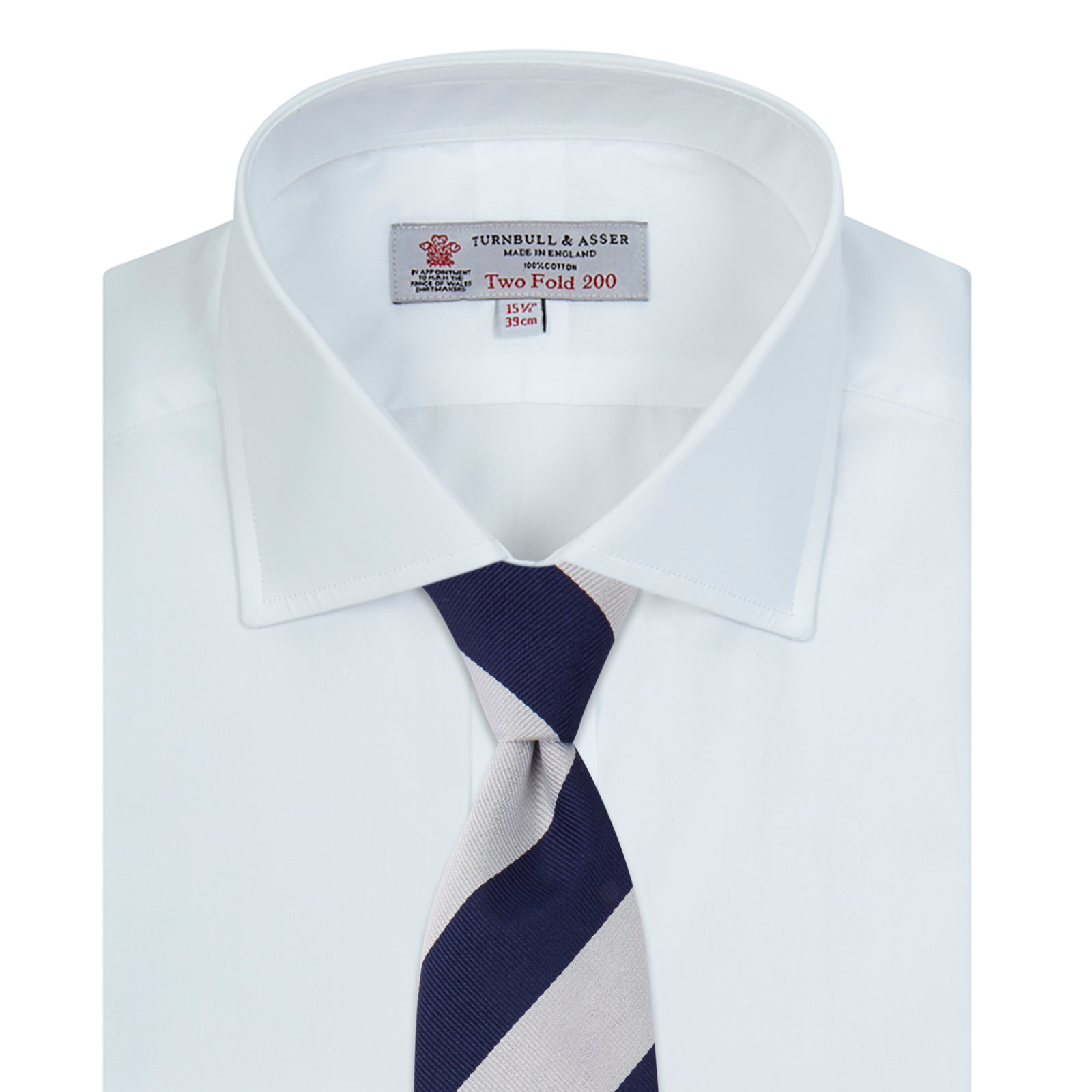 View 4 of product Two-Fold 200 White Cotton Shirt with Regent Collar and 3-Button Cuffs