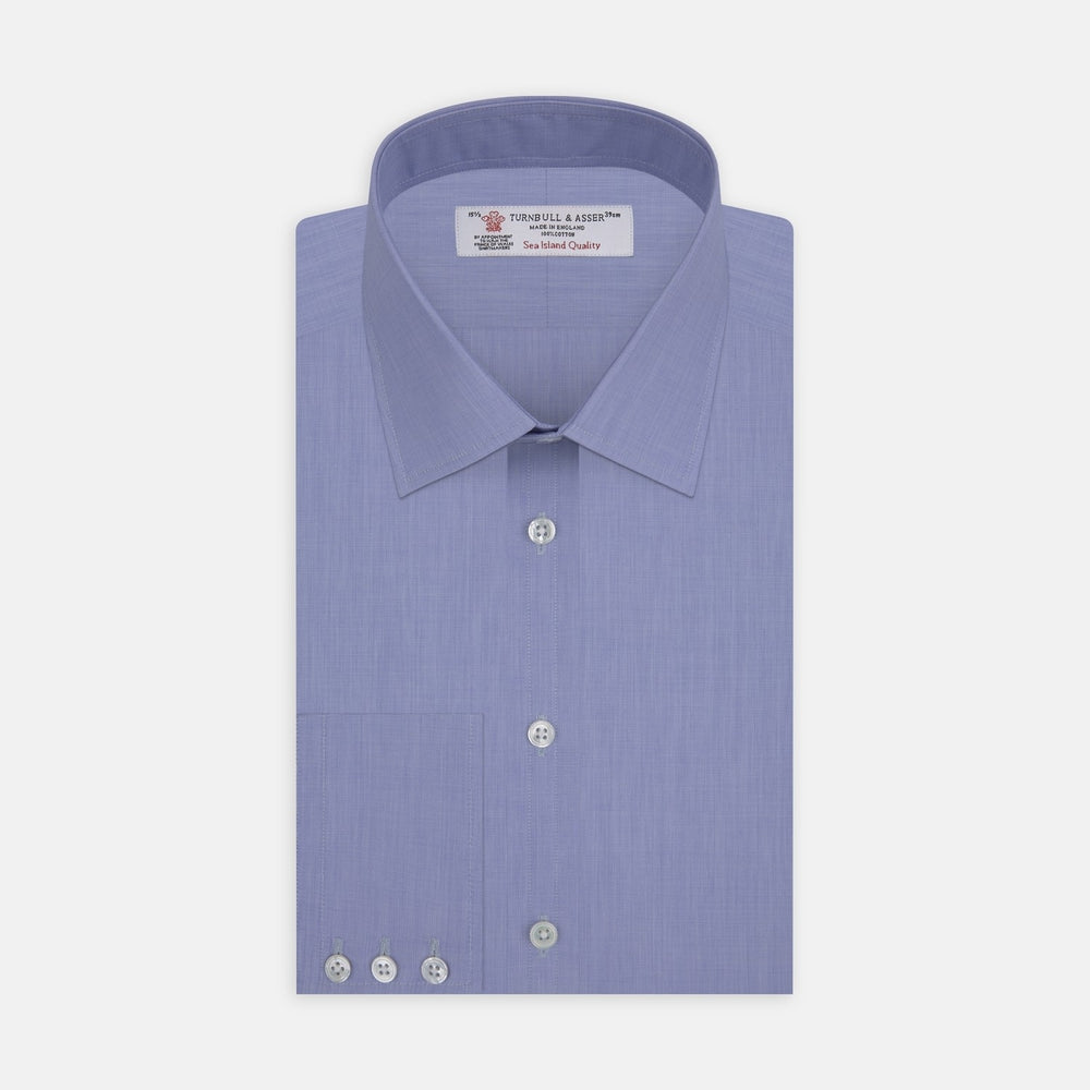 Blue End-on-End Sea Island Quality Cotton Fabric