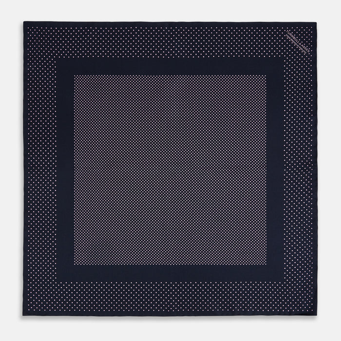 Navy and Lilac Dot Silk Pocket Square Image 2