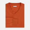 View 4 of product Rust Cashmere V-neck Jumper