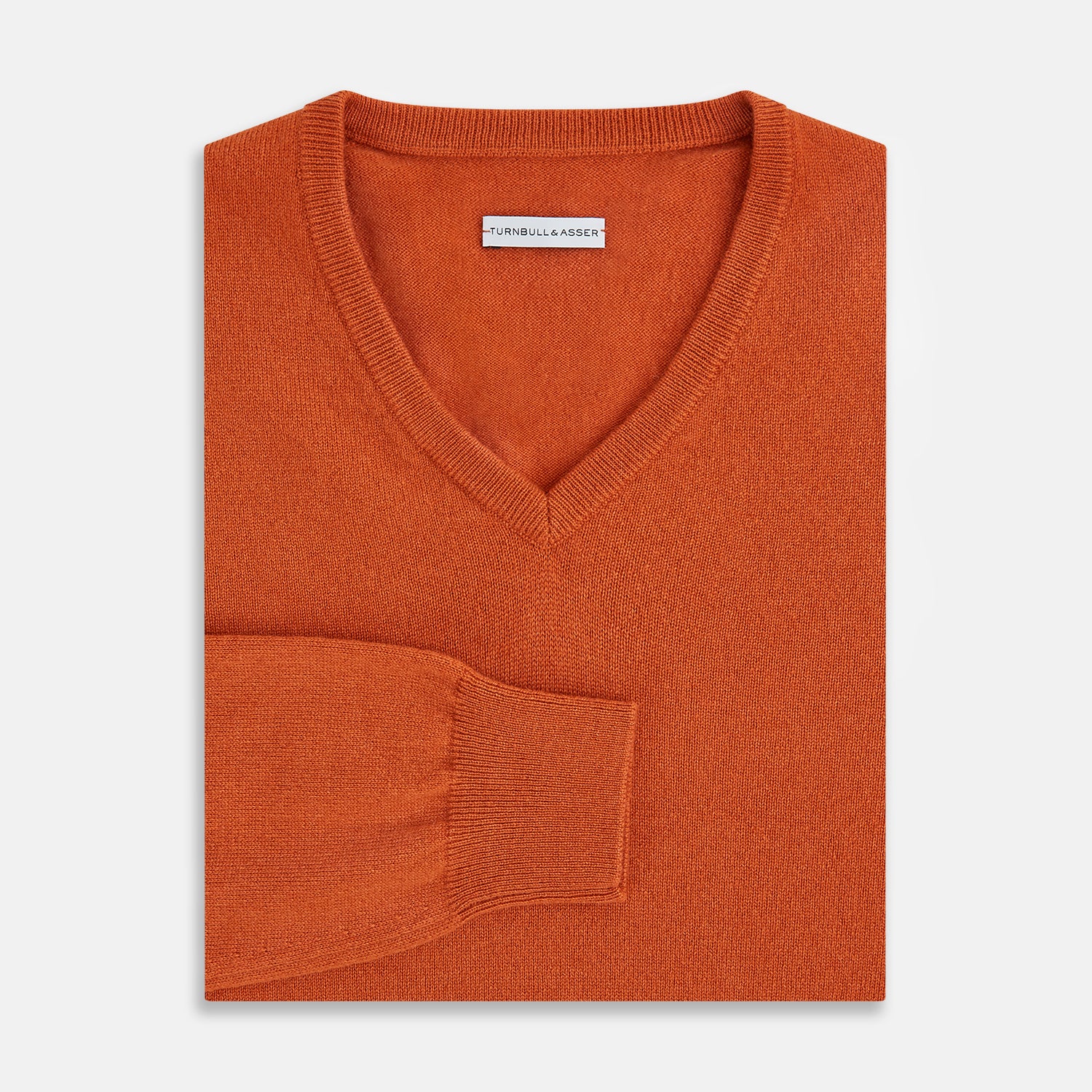 View 4 of product Rust Cashmere V-neck Jumper