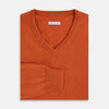 Rust Cashmere V-neck Jumper