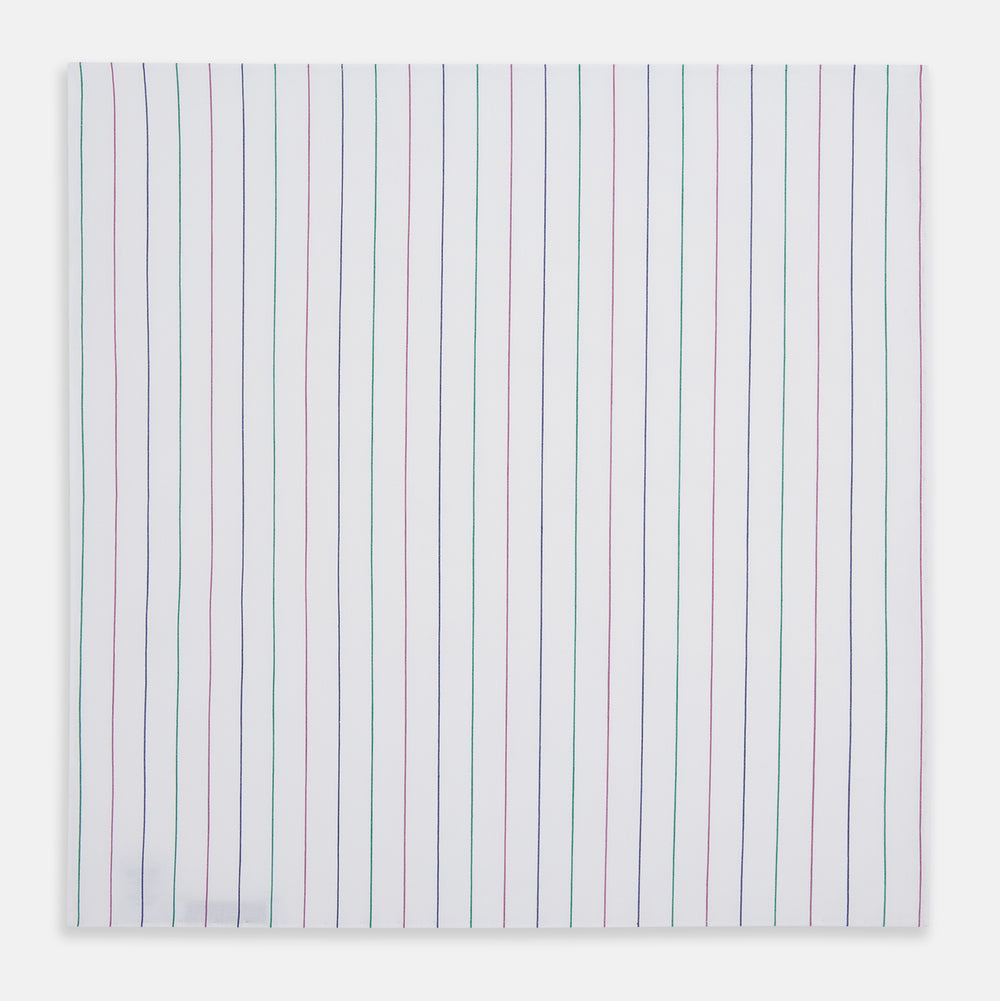 Hand Rolled Pink and Green Pinstripe Handkerchief