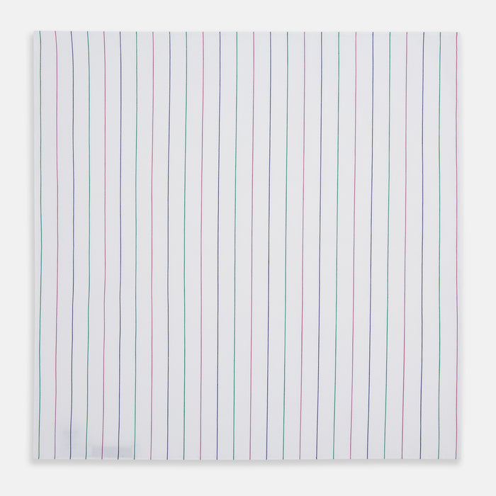 Hand Rolled Pink and Green Pinstripe Handkerchief Image 2