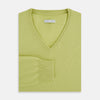 View 4 of product Melon Green Cashmere V-Neck Jumper