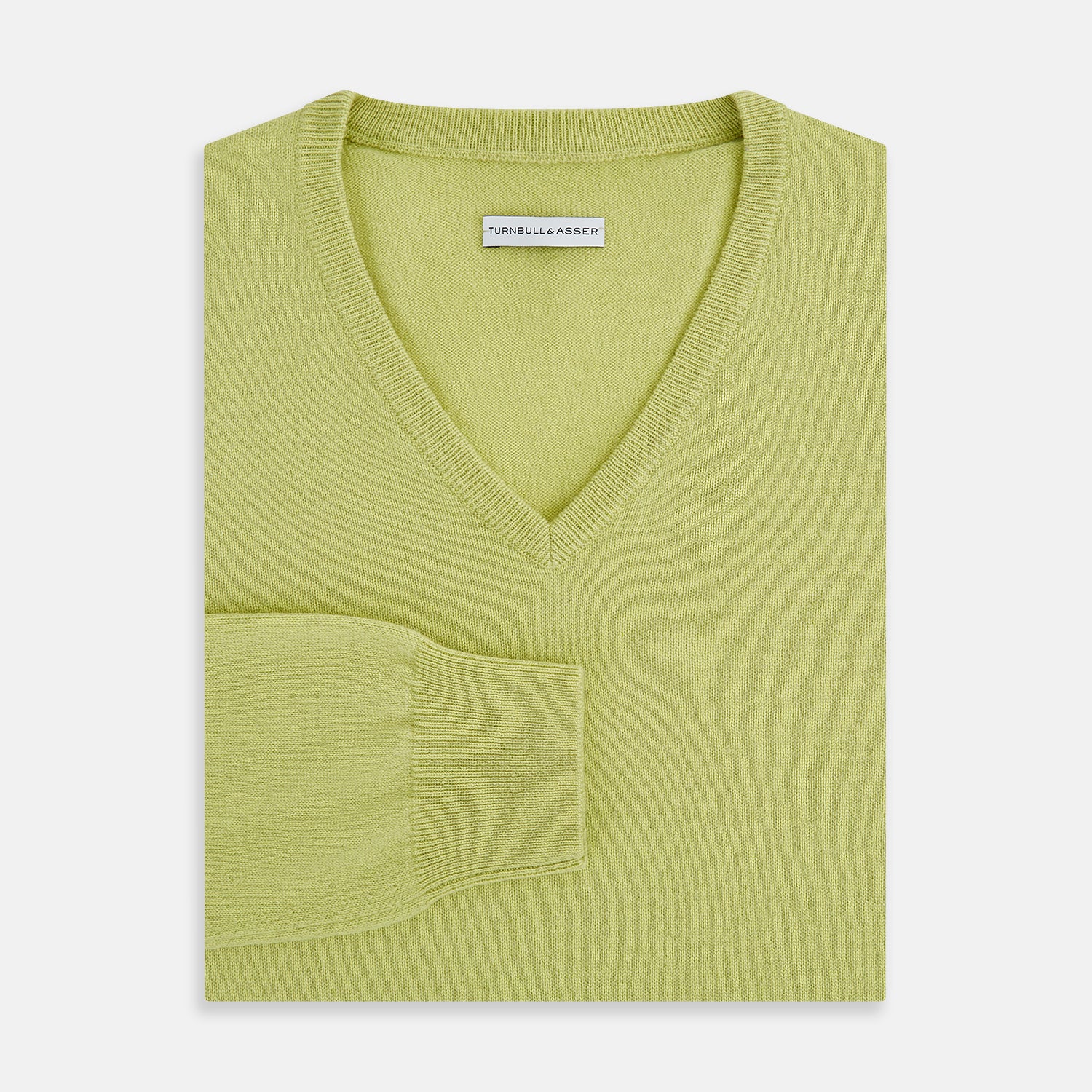 View 4 of product Melon Green Cashmere V-Neck Jumper
