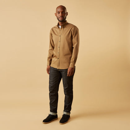 Khaki Weekend Fit Hayne Shirt With Dorset Collar And 1-Button Cuffs Image 5