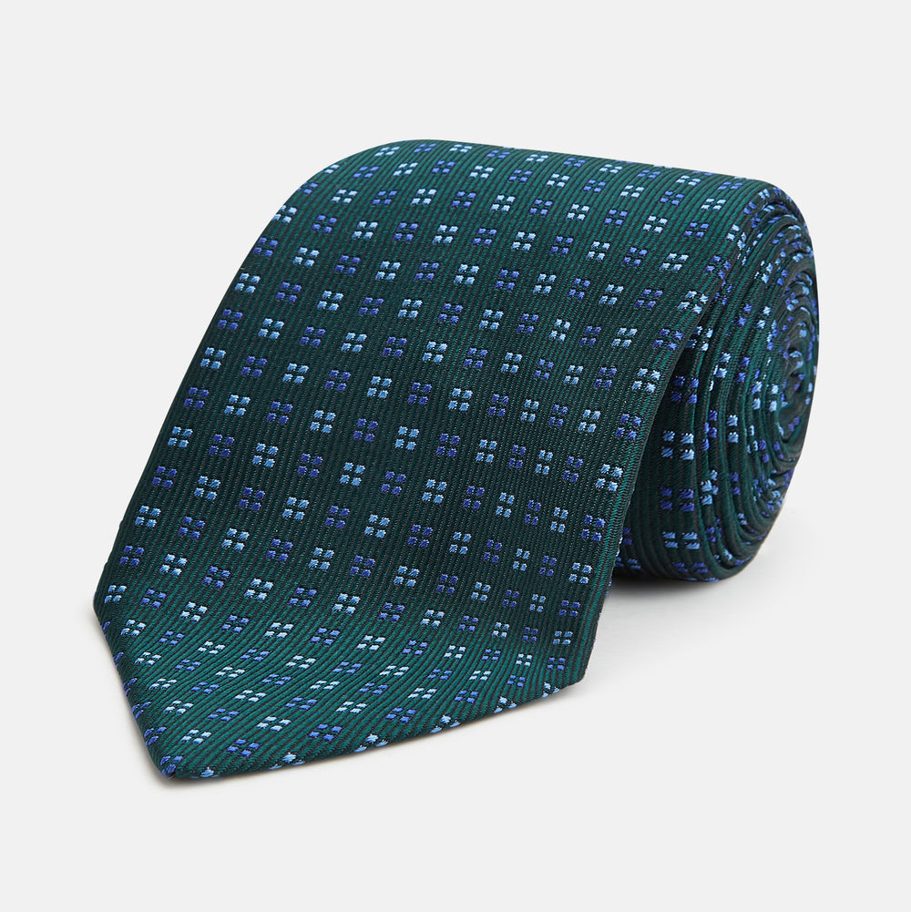 MINI SQUARE SPOT FOREST GREEN BLUE TIE