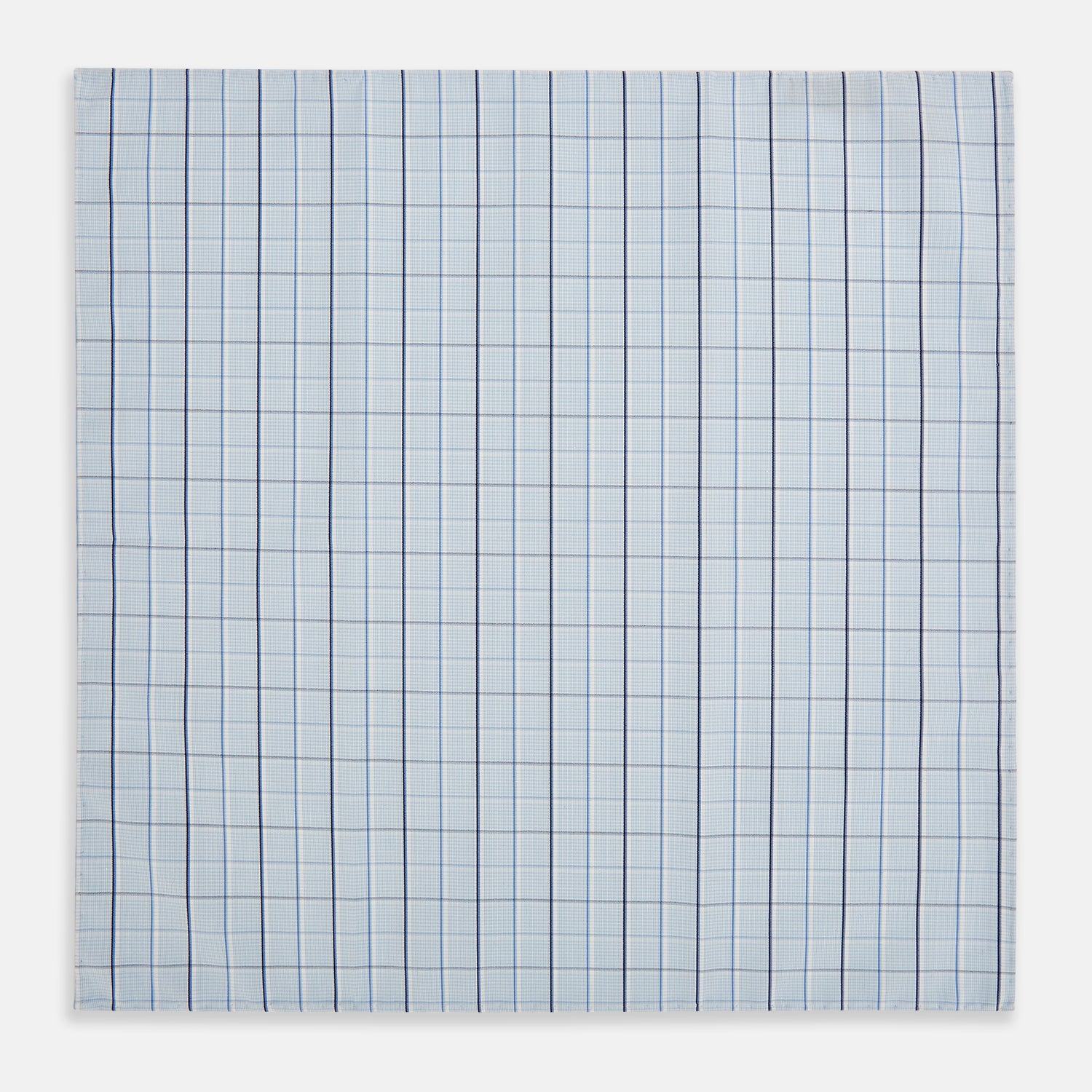 View 3 of product Navy and Blue Combination Check Hand-Rolled Handkerchief
