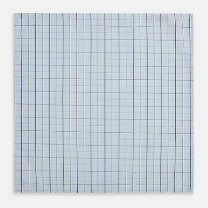 Navy and Blue Combination Check Hand-Rolled Handkerchief Image 2