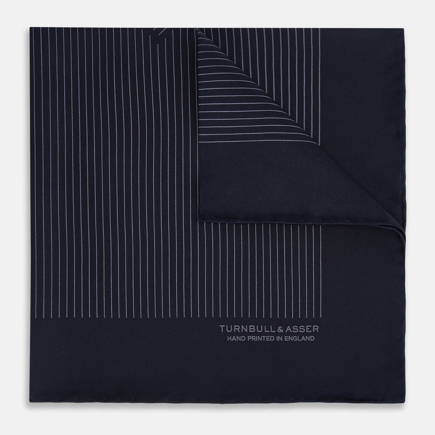 Navy and Charcoal Stripe Silk Pocket Square