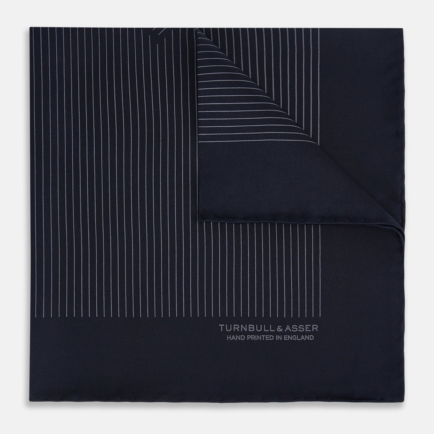 View 1 of product Navy and Charcoal Stripe Silk Pocket Square
