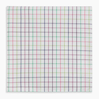 Green Multi Double Grid Check Hand-Rolled Handkerchief Image 3