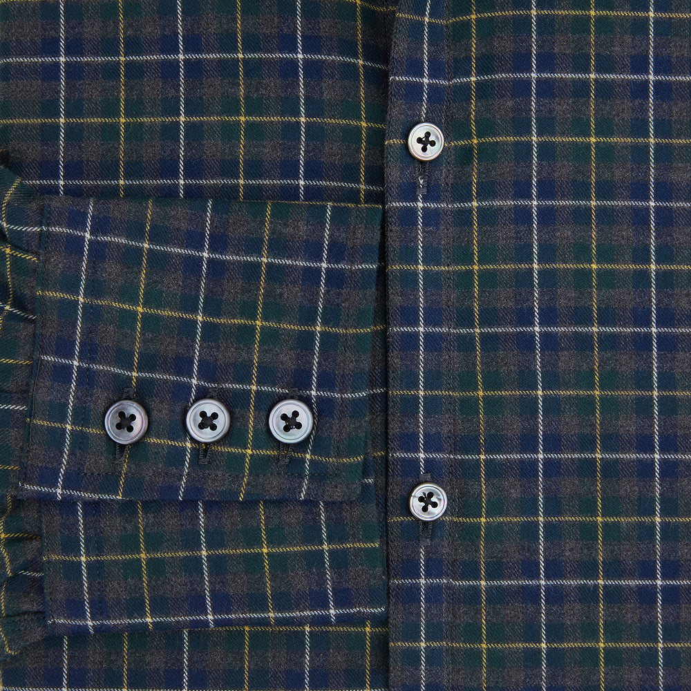 Navy and Khaki Tartan Windsor Shirt