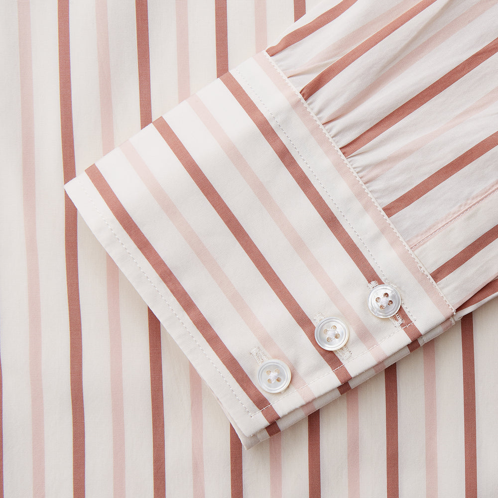 Pink and Sandstone Stripe Cotton Regular Fit Mayfair Shirt