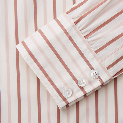 Pink and Sandstone Stripe Cotton Regular Fit Mayfair Shirt Image 2