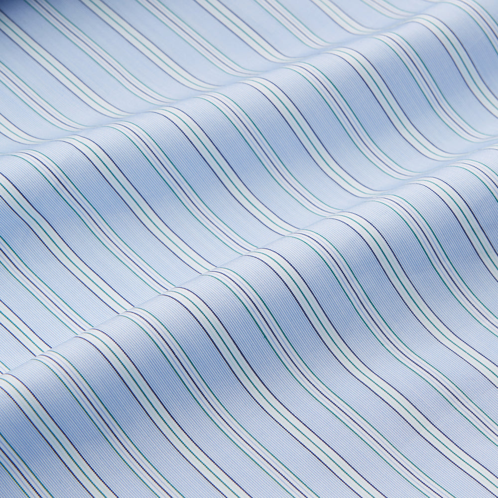Blue and Green Stripe Poplin Cotton Nightshirt