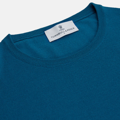 Ocean Blue Merino Kingston Crew Neck Jumper Image 2