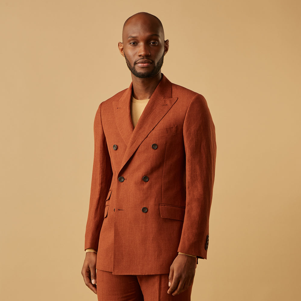 Rust Linen-Wool-Silk Bertie Blazer