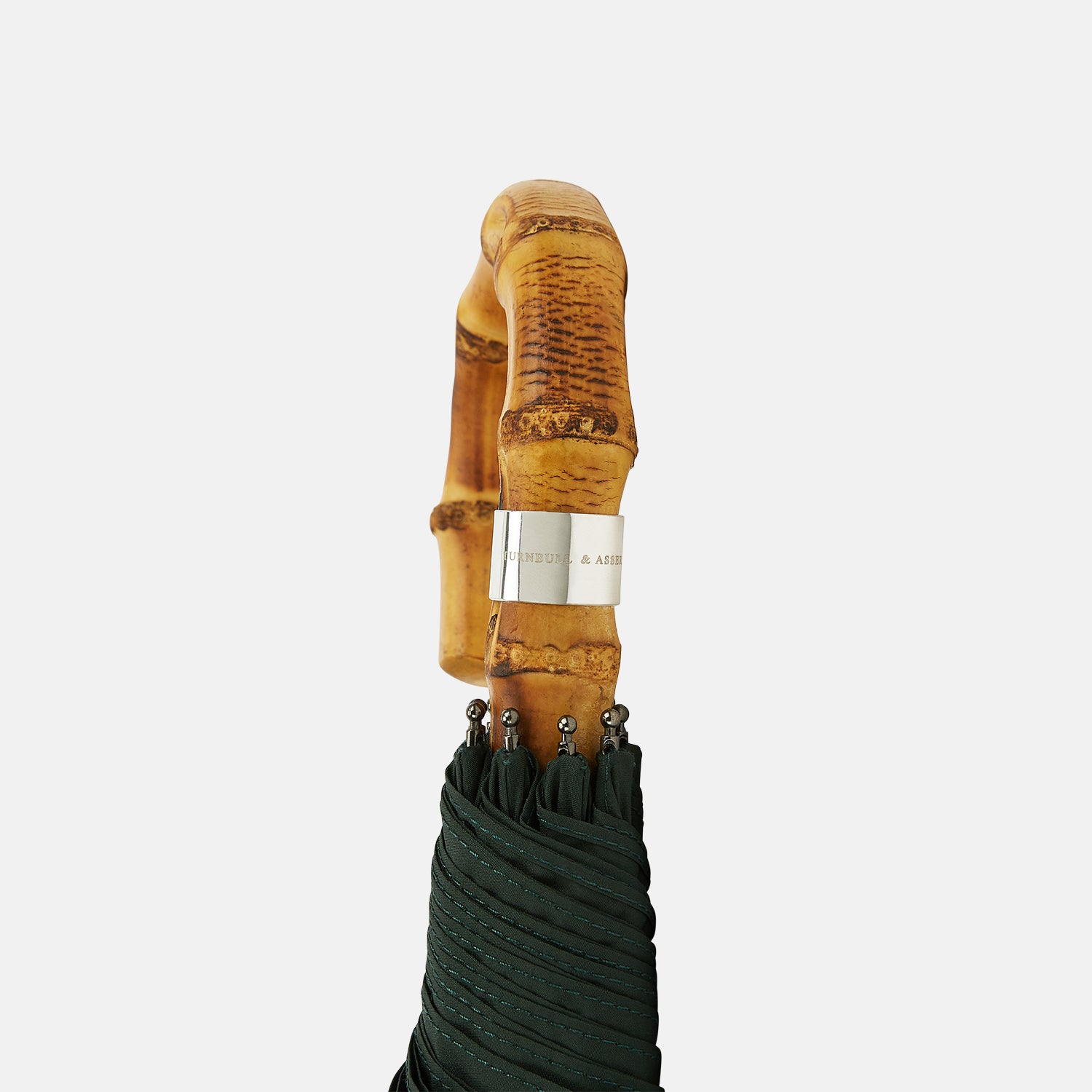 View 3 of product Forest Green Telescopic Umbrella with Whangee Crook Handle
