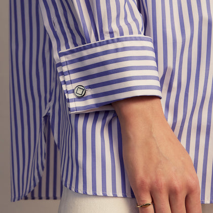 Pale Blue Candy Stripe Cotton Marlene Shirt Image 7