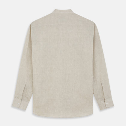 Light Oatmeal Linen Weekend Fit Unwin Shirt Image 4