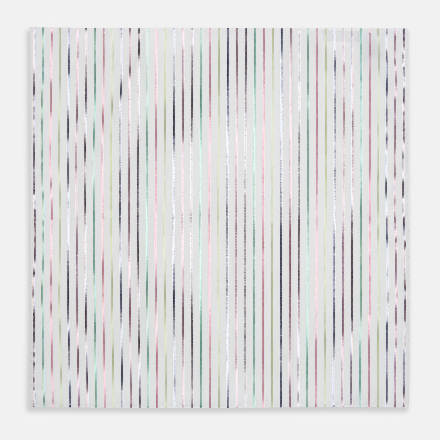 View 2 of product Green Multi Double Pinstripe Hand-Rolled Handkerchief