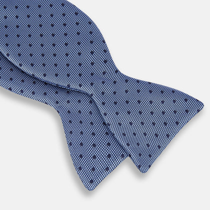 Blue Micro Dot Silk  Bow Tie Image 2