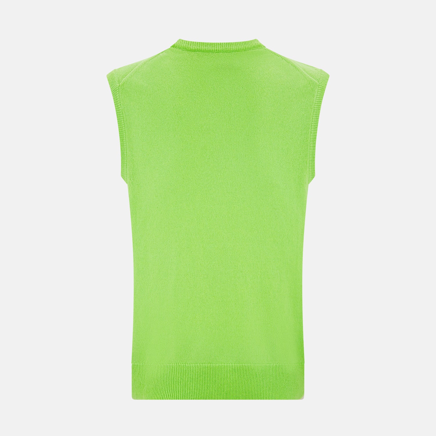 Lime Green V-neck Cashmere Vest