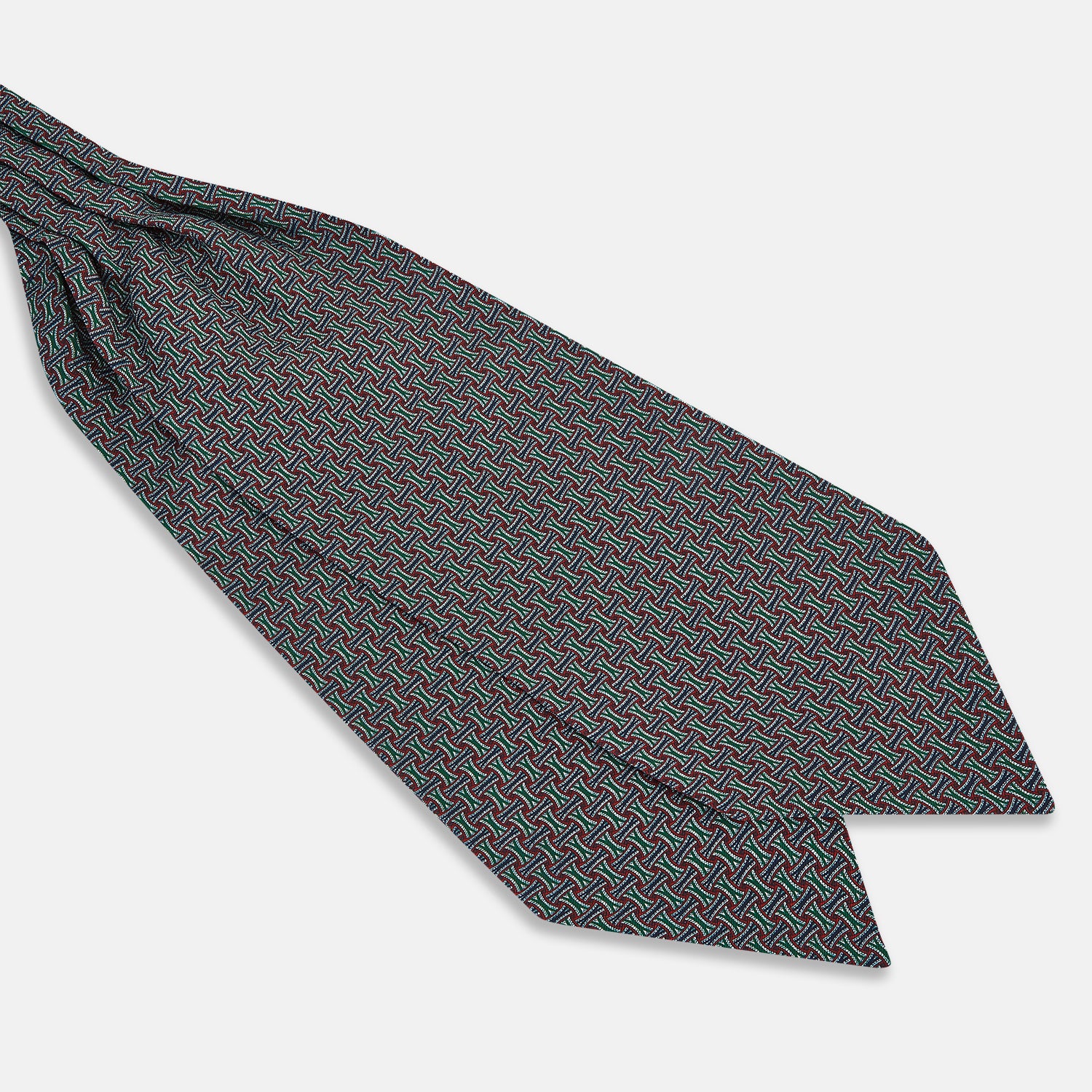 View 3 of product Forest Green and Red Weave Patterned Silk Cravat