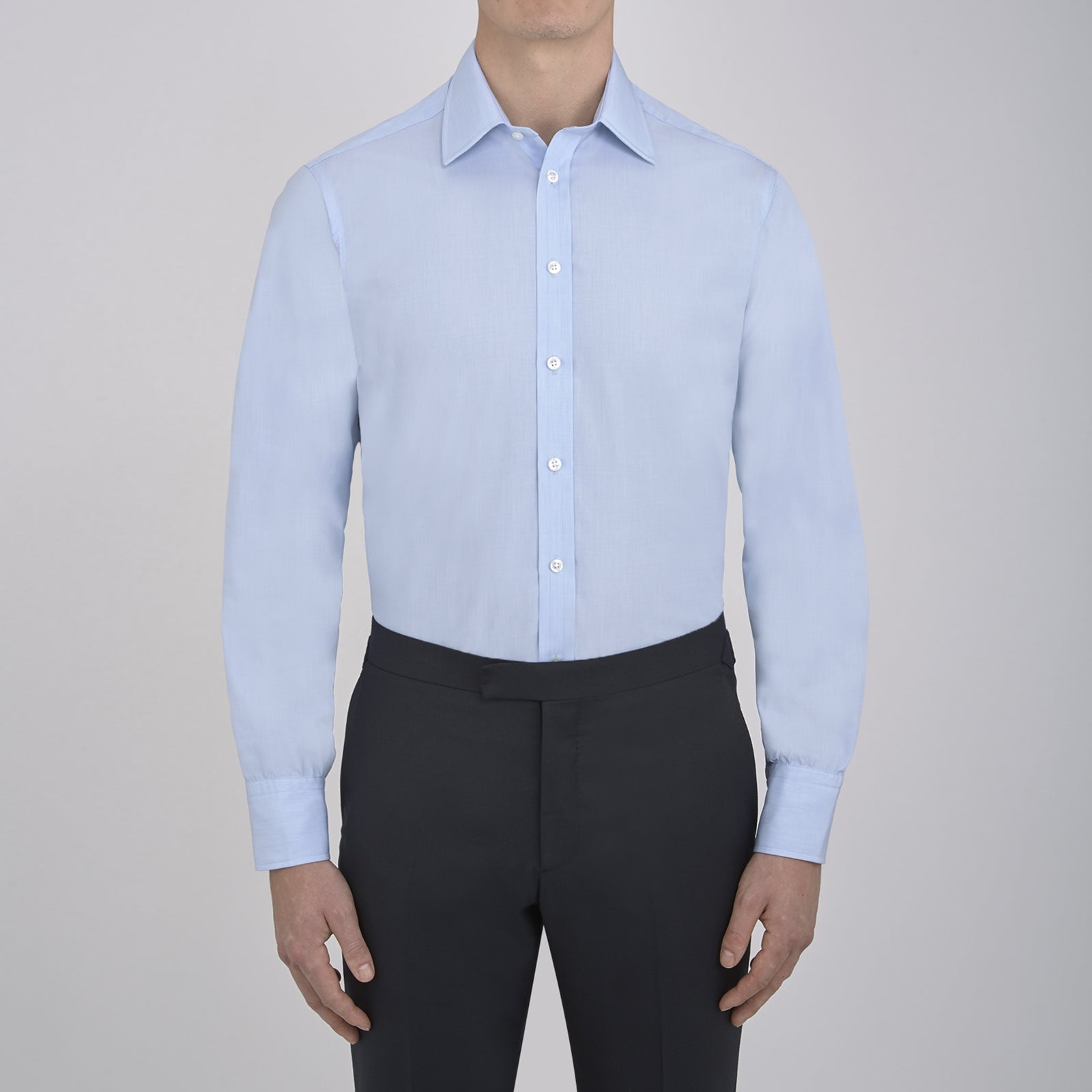 Light Blue End-on-End Shirt with T&A Collar and Double Cuffs