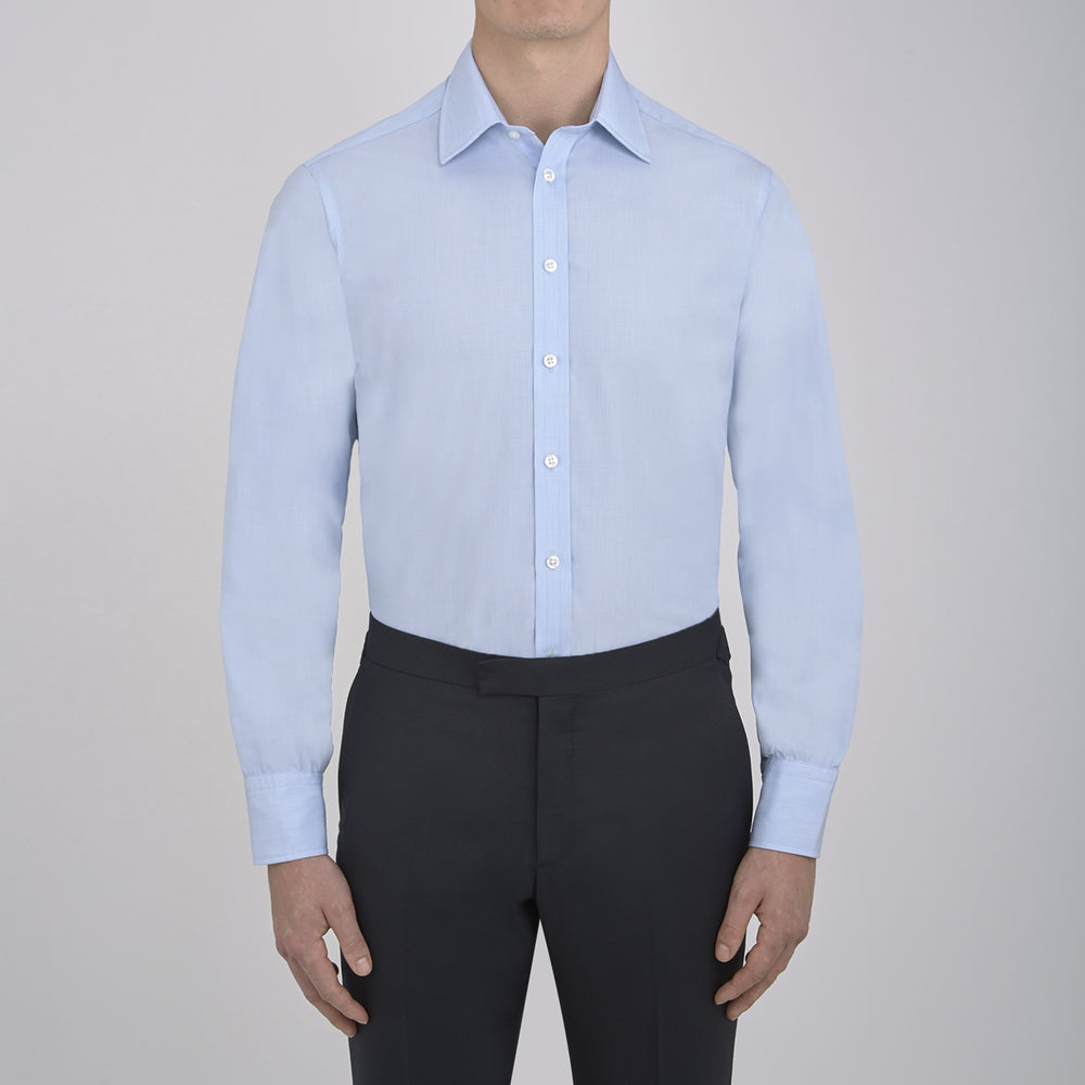 Grey Cashmere Blend Shirt with T&A Collar and 3-Button Cuffs
