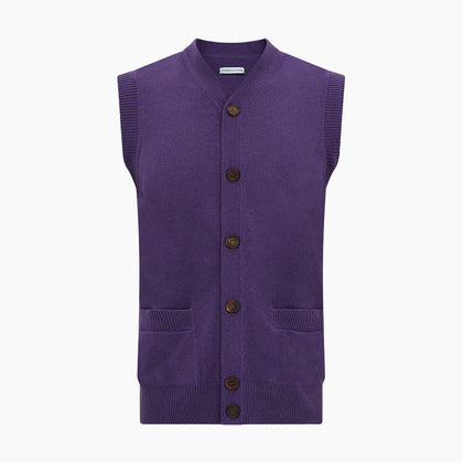 Purple Cashmere Sleeveless Cardigan Image 3