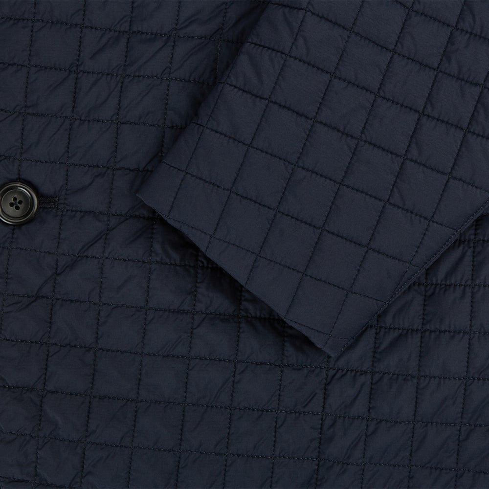 Fulham Navy Single-Breasted Quilted Blazer