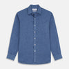 View 1 of product Blue Weekend Fit Linen Finch Shirt With Derby Collar And Chest Pocket