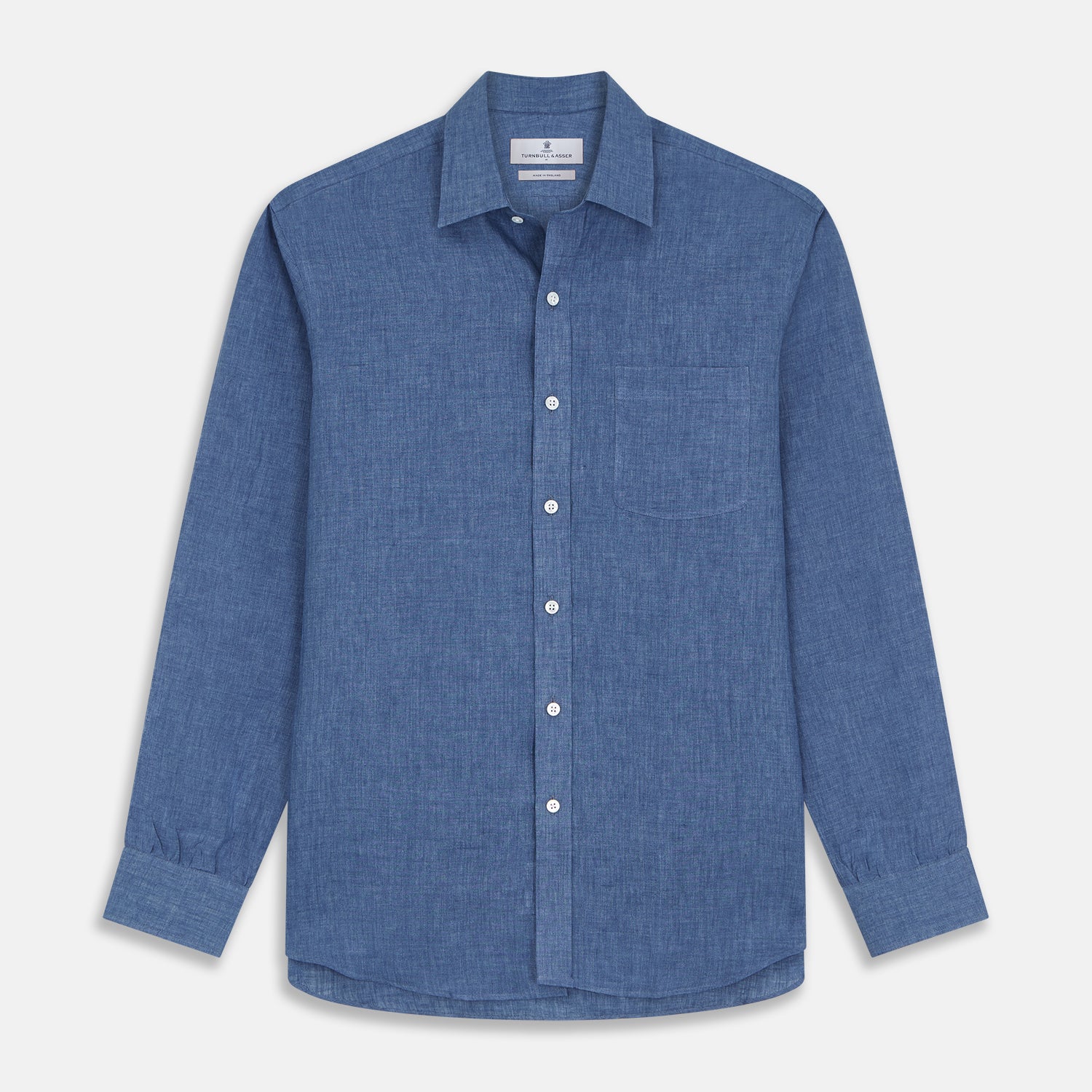 View 1 of product Blue Weekend Fit Linen Finch Shirt With Derby Collar And Chest Pocket