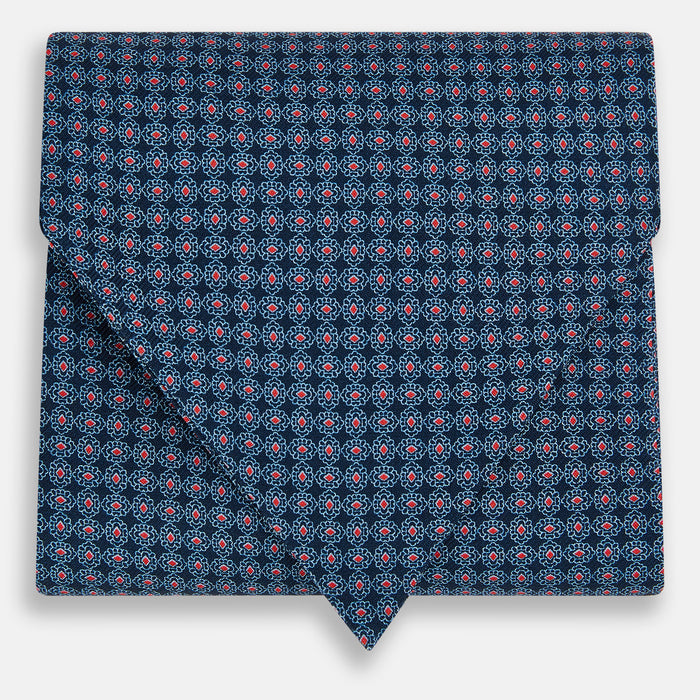 Navy and Red Rosette Cravat