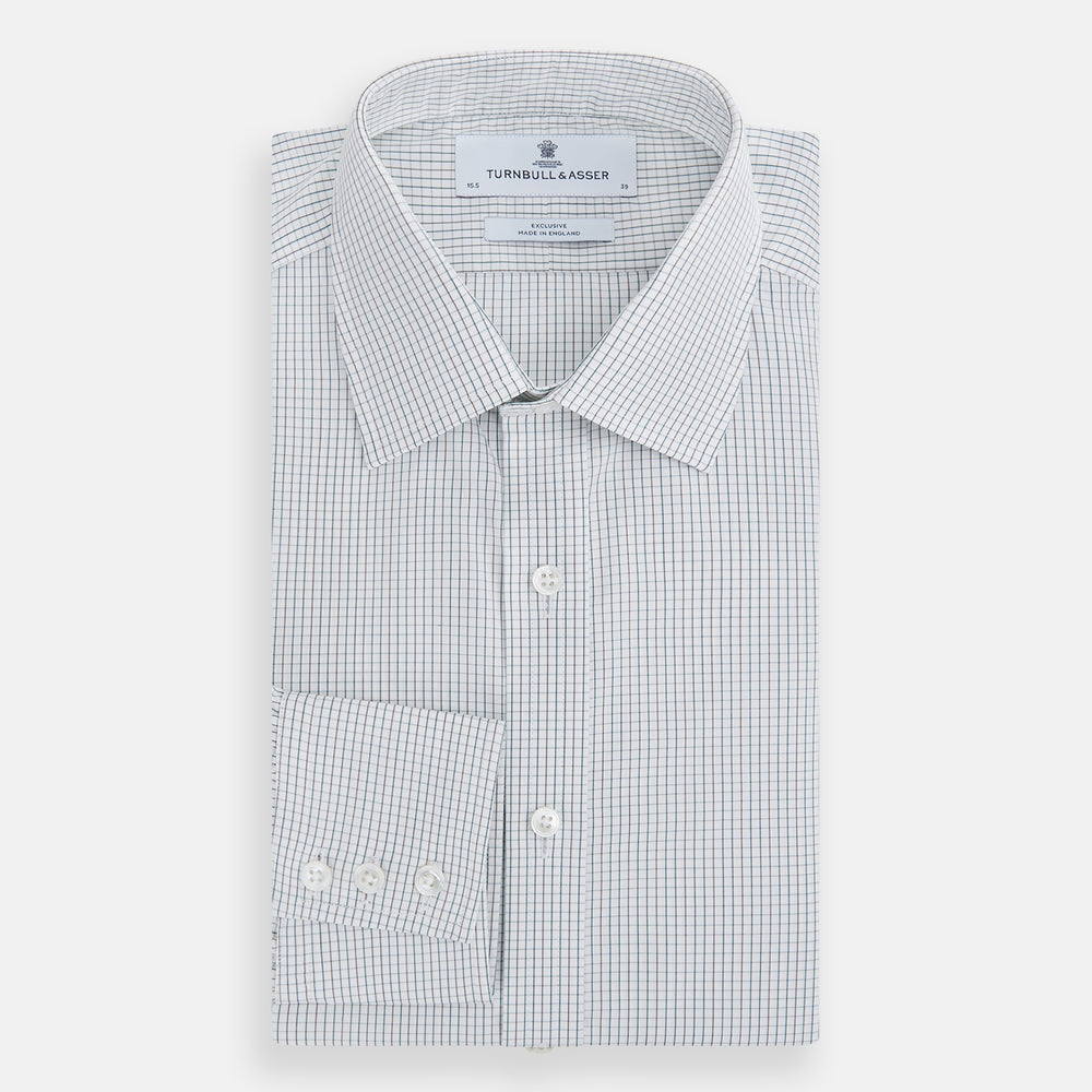 Forest Melange and Red Graph Check Mayfair Shirt