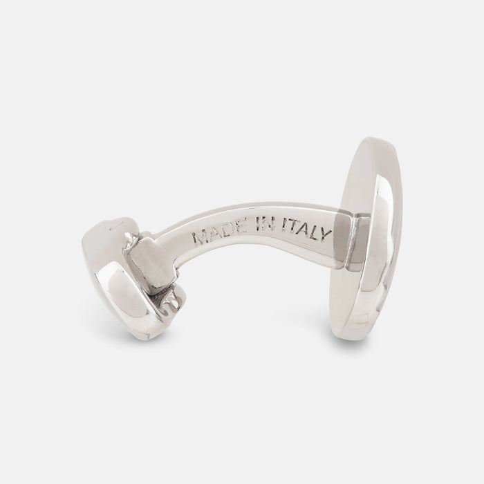 Silver Striped Circle Cufflinks Image 1